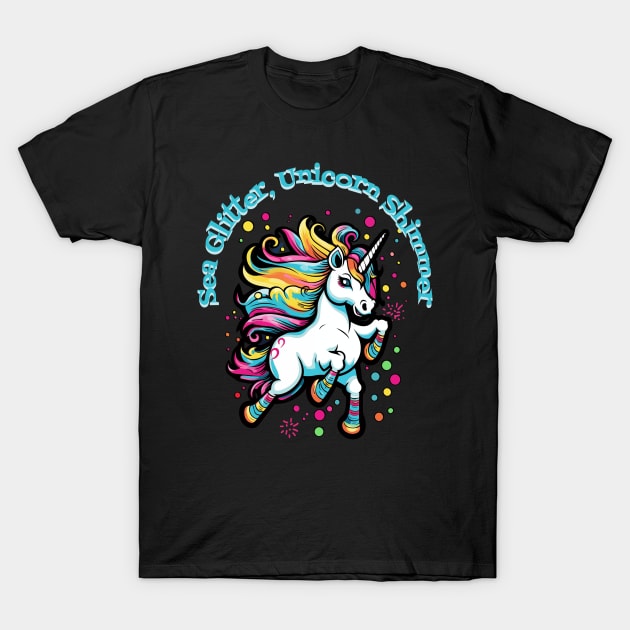 Sea Glitter, Unicorn Shimmer T-Shirt by WarFX Designs